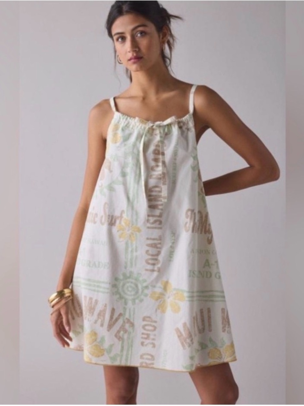 BDG Cream Floral Print Spaghetti Strap Dress